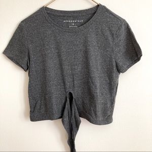 Aeropostale Dark Gray Cropped Knot Tee Size Small